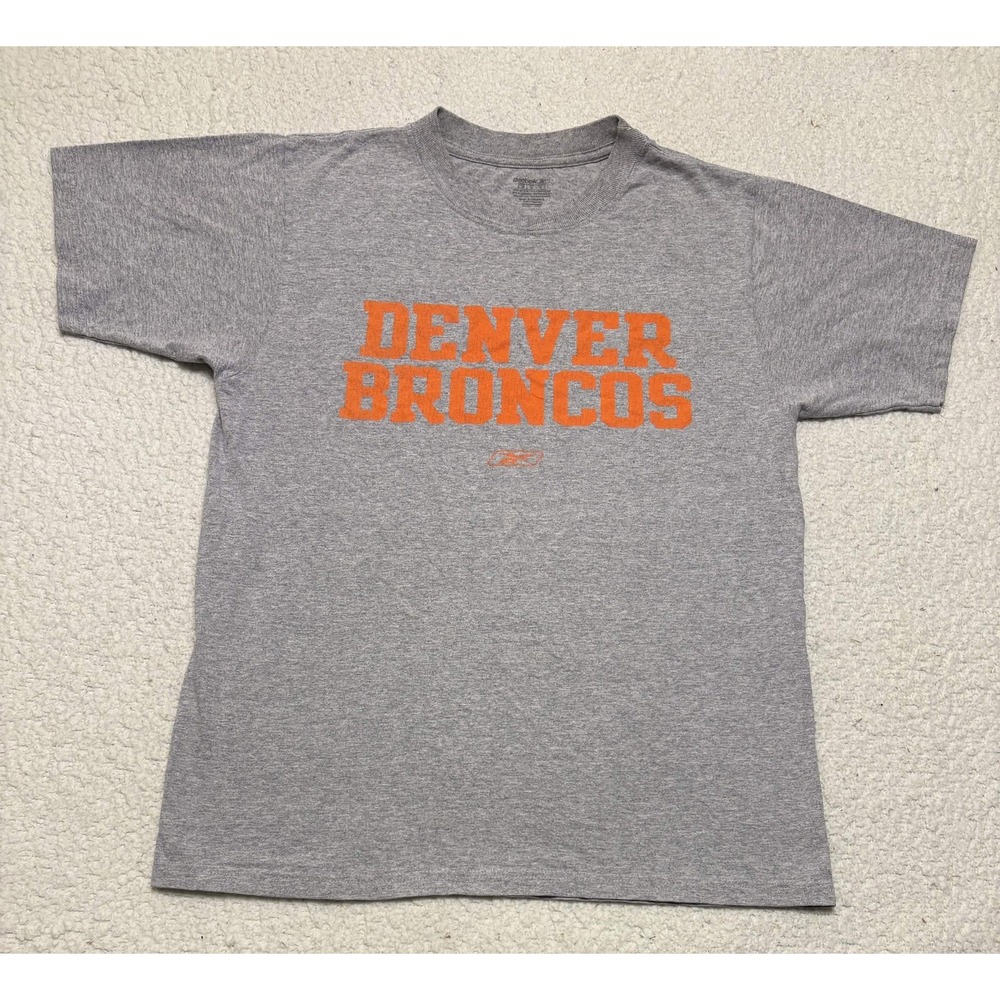 Reebok Mens Denver Broncos T-shirt Graphic Tee Size M Gray Crewneck NFL Football